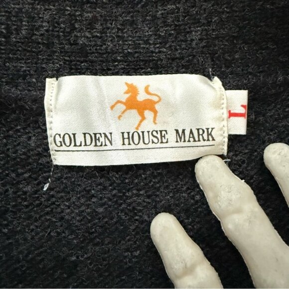 Vintage 90s 2000s Dark Gray Wool V Neck Knit Cardigan Sweater Vest ~ Size Small - Picture 6 of 7